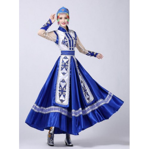Blue minority costumes in the autumn stage performances cos play the Folk Dance Costume in Mongolia